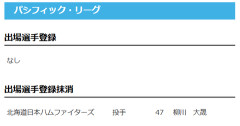 【日本ハム】柳川大晟を抹消　25日公示