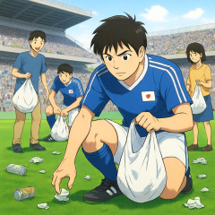 朝日新聞「W杯日本のゴミ拾いの起源は85年日韓戦の韓国人！」※元祖は81年天皇杯決勝の田辺製薬です   |  壁画でもW杯でゴミ拾いしてるもんねwww