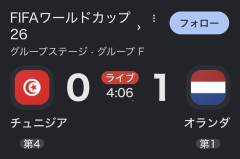 【速報動画】オランダ、もうチュニジアに先制！チュニジアやる気出せｗｗｗｗｗｗｗｗ
