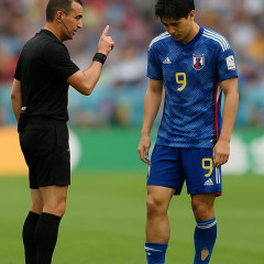 中村敬斗ｖｓ主審 短いソックスを注意される→見ていない間に再び下げる→後半履き替える ふくらはぎ付近には大きな穴も   #W杯 |  失点シーン