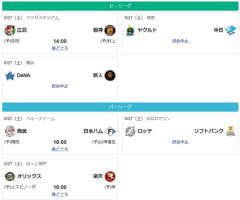 【悲報】本日のプロ野球　中止祭り