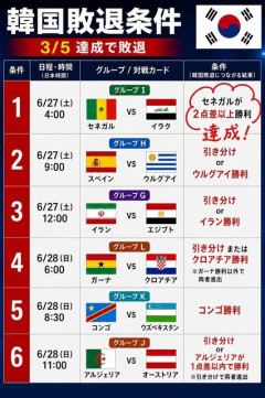 W杯　韓国メディア歓喜「スペインが助けてくれた！」…それでも瀬戸際はまだ続く　エジプトvsイラン 12:00キックオフ  [6/27]