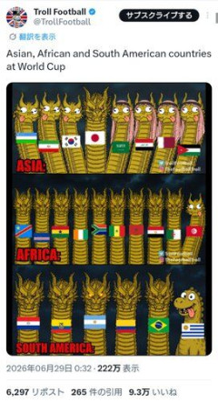 【悲報】アジアサッカーさん、外国人から滅茶苦茶バカにされるｗｗｗｗｗｗｗｗｗｗ