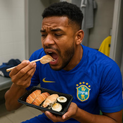 ブラジル選手が試合後にすしを食べた写真投稿に賛否「日本は試合に負けて夕食にもされてしまった」「なんだこの酷いすしは」