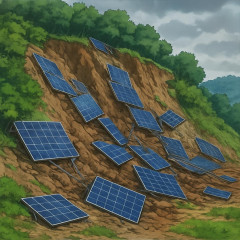 和歌山県橋本、斜面崩れ複数のソーラーパネル落下。大雨の影響か   #やっぱりこうなりました