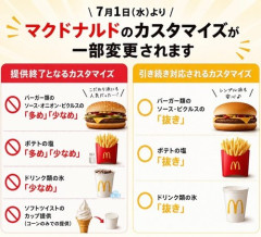 【悲報】マクドナルドさん、「多め」「少なめ」カスタムをガチ終了・・・・・・・・・