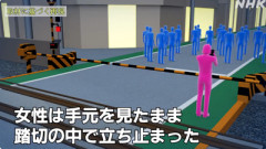 【画像】歩きスマホ女性、踏切の”内側”を”外側”と勘違いした結果…