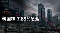 【速報】韓国株が7.89％急落 このままだと経済崩壊するので一時取引停止で延命「どうしよう」