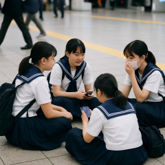 「駅の床に座らせるのはどうなの？」修学旅行中の写真投稿がSNSで拡散し大炎上…学校アカウント停止にまで発展   |  子供なんて靴のまま座席立ったりしてるがｗ