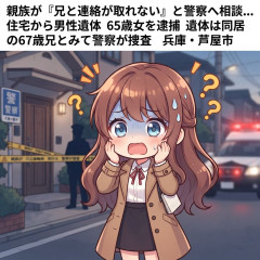 親族が「兄と連絡が取れない」と警察へ相談…住宅から男性遺体　65歳女を逮捕　遺体は同居の67歳兄とみて警察が捜査　兵庫・芦屋市