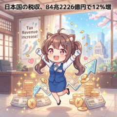 日本国の税収、84兆2226億円で12％増