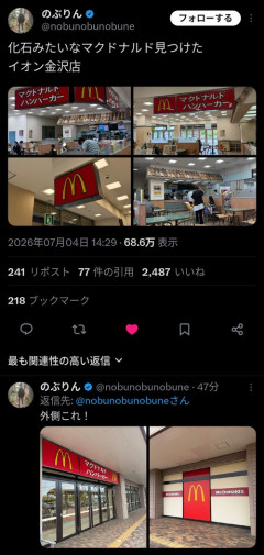 【悲報】化石みたいなマクドナルド、発見されるｗｗｗｗ