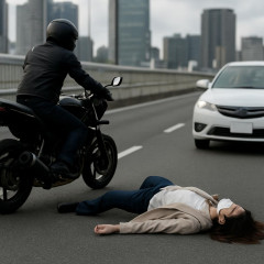 中央区の勝どき陸橋で2人乗りバイクから女性が転落 後続車にひかれ搬送先の病院で死亡 バイク運転の男は逃走   #東京