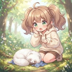 真っ白モフモフな“白変種タヌキ”がお昼寝すると…「モップが落ちてる」「ケセランパサランみたい」と反響