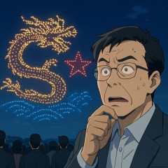 境野春彦氏、日本を叩きたいあまりAI生成の中国ドローンショー動画に騙されてしまう   |  まあでもやろうと思えば出来るだろこれ