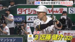 近藤健介  .296 20本 62打点 出塁率.412 OPS1.011