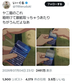 【悲報】喫煙者「ヤニ猫のこれなんか違うんだよね」←2400万インプ