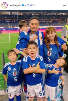 平愛梨、夫・長友佑都＆子どもとW杯現地での家族6ショット公開「お子さん4人とも成長してる」「愛が溢れてる」