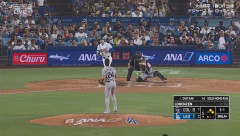 大谷翔平、第三打席は5回1アウト一二塁から四球で出塁