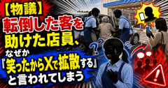 【物議】転倒した客を助けた店員、なぜか「◯◯◯からXで拡散する」と言われてしまう
