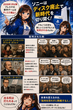歴史上、新しいことをする人は批判される。ソニーのディスク廃止もそう
