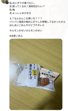 【悲報】夫「梅おにぎりが食べたい？任せろ！」→結果ｗｗｗｗｗ