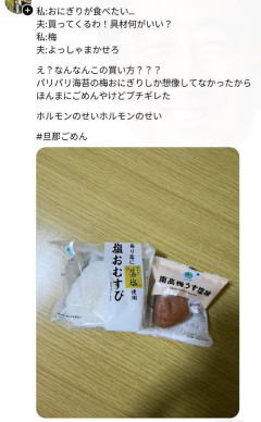 【悲報】夫「梅おにぎりが食べたい？任せろ！」結果wwwwwwwwwwww