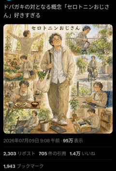 【画像】ドパガキの逆「セロトニンおじさん」流行りまくるwwwwwwwwwwww