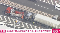 大型トレーラーが急ブレーキ→積み荷の鉄骨材が崩れ運転席を押し潰す→運転手死亡