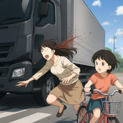 自転車に乗っていた母娘が大型トラックの左折に巻き込まれる 母親が死亡し娘は軽傷