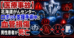 【医療事故】北海道がんセンター、ロボット支援手術中に血管損傷　男性患者が死亡