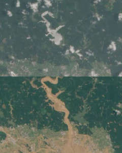 中国「死者は2名」また大嘘と暴かれる、今回は衛星写真によりダム決壊と下流集落が丸ごと消えているのがバレる・・・