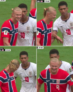【画像】ハーランドが「ヤダ、やめてよぉ」　試合中なのに…お尻タッチ反響ｗｗｗ