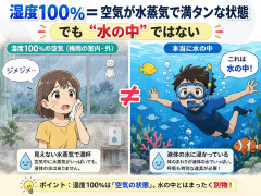湿度100％＝水の中ではないの説明して