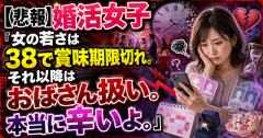 【悲報】婚活女子「女の若さは38で賞味期限切れ。それ以降はおばさん扱い。本当に辛いよ。」