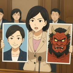れいわ奥田ふみよ、国会で高市首相と鬼を並べたパネルを出し「どちらが本物の総理か」   #動画