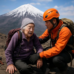 富士山で99歳女性が山岳遭難 長い期間をかけて少しずつ登山も転んでケガ 救助隊員が救助中   #速報 |  こんな事でくじけないで死ぬまで富士山に登り続けて欲しい
