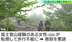 富士山で99歳女性が山岳遭難　長い期間をかけて少しずつ登山も転んでケガ　救助隊員が救助（動画あり）