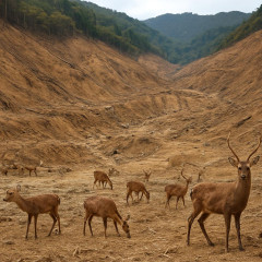 シカ増加で土砂災害の危機 草食べ尽くし土むき出し“山が丸裸” 20年で2倍の頭数   #🦌