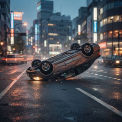 【動画】馬鹿な運転してる車カスに事故れ事故れと念を飛ばしたら勝手に横転してバロスwww