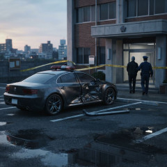 パトカーを鉄パイプで殴る 警察署構内に侵入 容疑で現行犯逮捕の男
