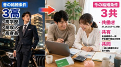 【結婚の条件】日本、結婚相手に求めるものは３高(高学歴・高収入・高身長)から３共(共働き・金銭感覚共有・共同資産形成)へ変化してしまう