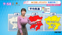 【画像】お●ぱいにしか目が行かなくなるお天気お姉さん