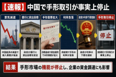 【速報】中国景気減速→銀行に貸出目標→手形需要拡大→利率急落→政府が利率下限強制→手形取引停止