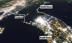 【画像】北朝鮮の夜の衛星写真、衝撃的すぎるｗｗｗｗ