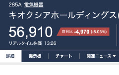 【悲報】キオクシアさん、今日も下げ止まらない