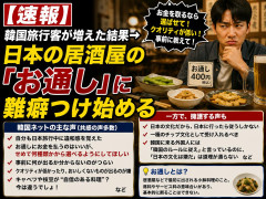 【速報】韓国旅行客が増えた結果→日本の居酒屋の「お通し」に難癖つけ始める