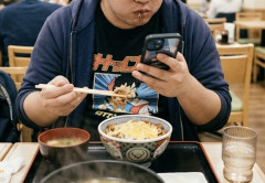 外食中にスマホ見ながら食べてる奴見るとイライラするんだが。どんな教育受けてきたの？