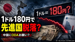【速報】日本、1ドル180円になればOECDの先進国基準から外れる可能性「中国さん、ODAお願いしますw」