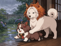【ウマ娘】雨ではしゃぐマイル犬を静止する余